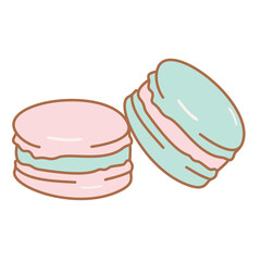 Pastel-colored macarons illustration. Perfect for bakery, cafe, food, or dessert-themed designs with a cute aesthetic.