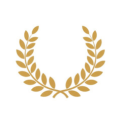 Golden laurel wreath award emblem isolated PNG with Transparent Background