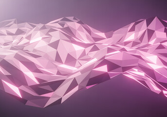 Obraz premium Abstract Polygonal Wave Background with Soft Pink and Purple Illumination