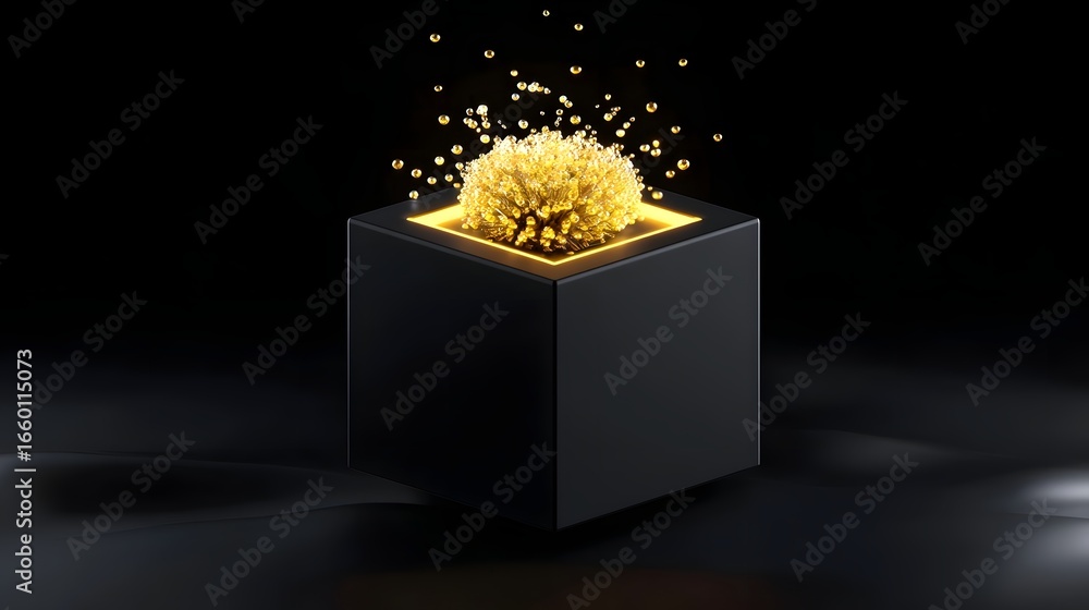 Poster explosive burst of light emerging from a dark cube