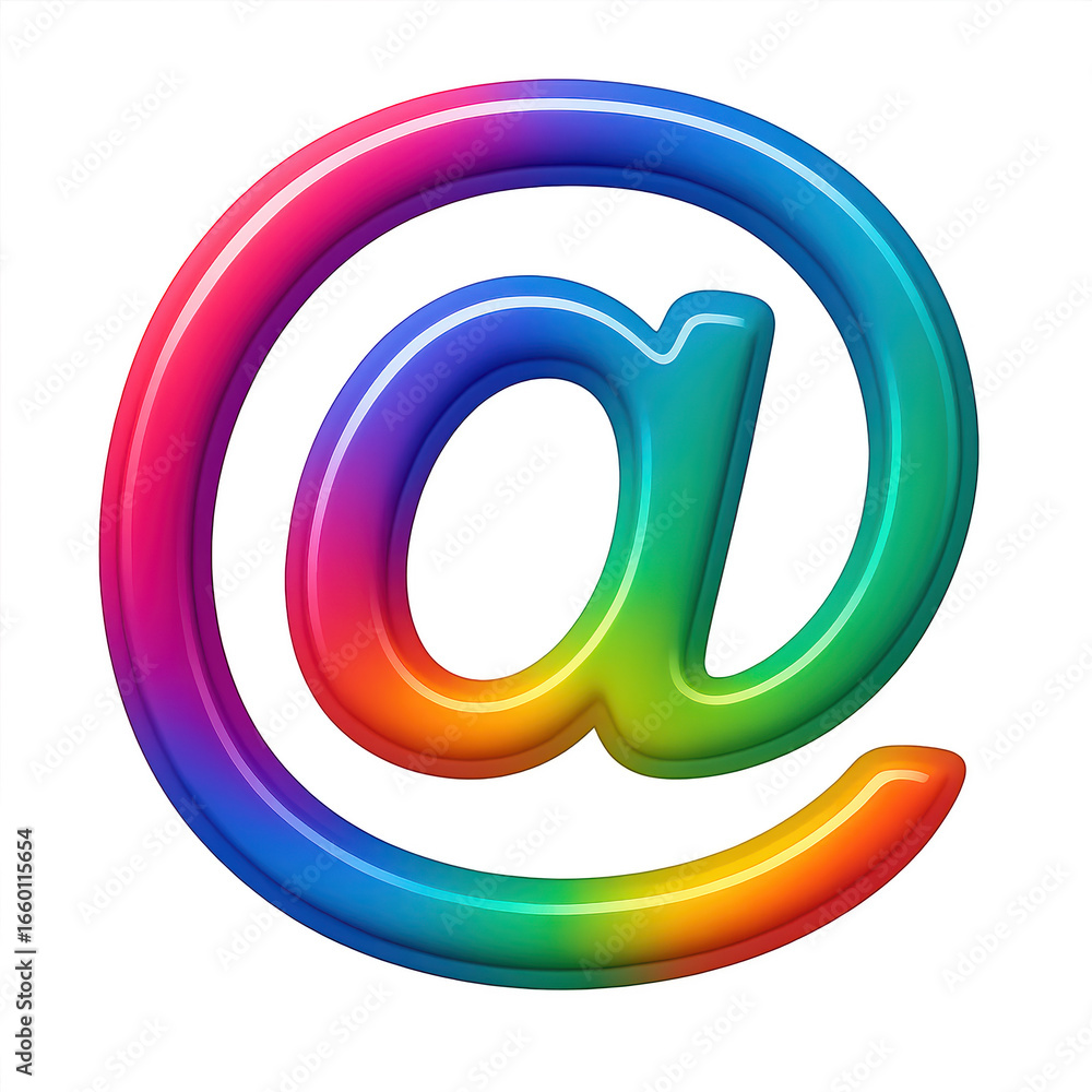 Poster vibrant at symbol with glossy colorful design shows bright communication and digital connection in r
