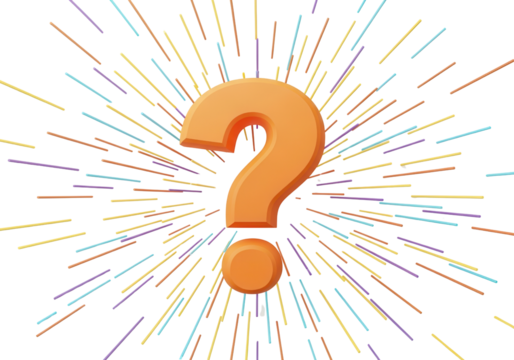 Vibrant question mark with colorful radiating lines isolated PNG with Transparent Background - Powered by Adobe