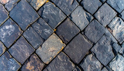 Detailed close-up of stone paving with textured diamond pattern, perfect for backgrounds