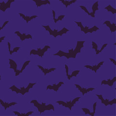 Seamless Bat Silhouette Pattern. Spooky Halloween Background Design. Cute Holiday Texture Perfect for Gift Wrapping, Home Decor and Textiles