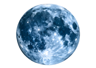 Blue glass sphere with reflection  on white background