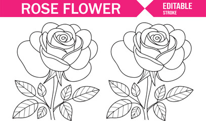 Beautiful rose flowers in detailed outline, showcasing their intricate petals and natural beauty.