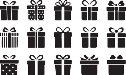 Vector art of collection of various gift boxes with ribbons and bows, perfect for christmas, birthday, or any special occasion