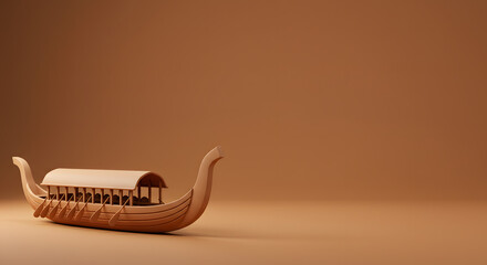 Kerala boat 3d model onam festival backwater travel tourism India culture tradition background illustration render monochrome art design