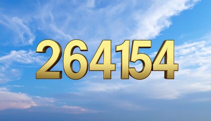 Golden numbers against a cloudy sky