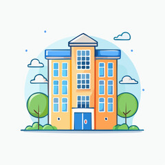 Colorful Cartoon Style Building Illustration