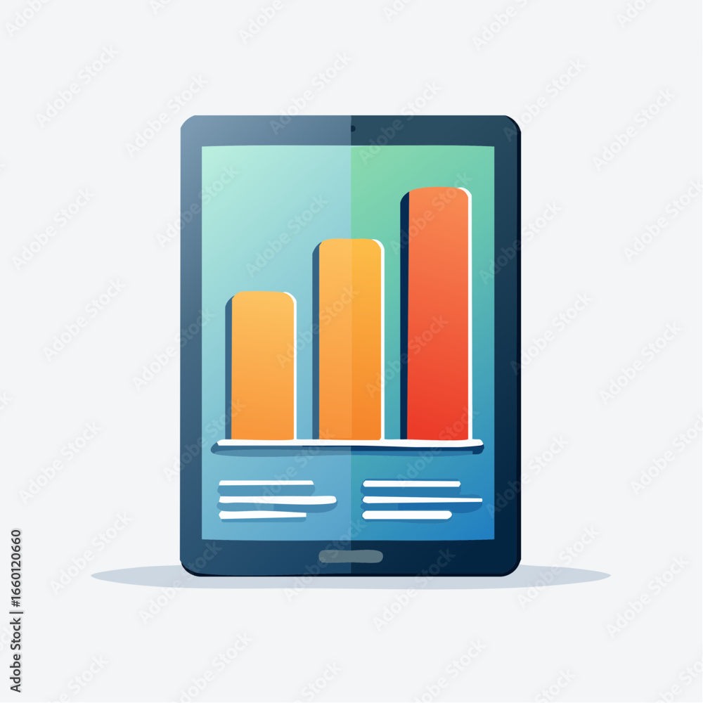 Poster tablet displaying colorful bar graph