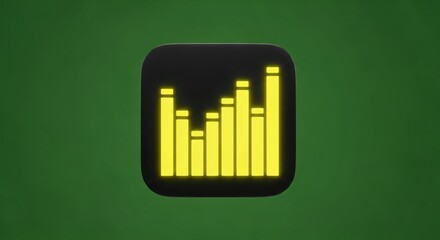 Modern equalizer icon shining brightly against a vibrant green background