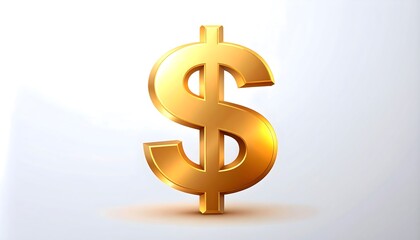 A three-dimensional, golden dollar sign symbol stands out against a plain white background.