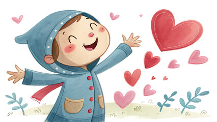 Expression of love character cut out isolated on white background PNG. AI GENERATED.
