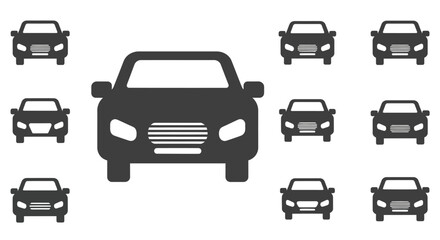 A collection of car silhouettes arranged on a white background