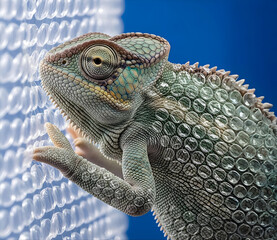 Chameleon with Bubble Wrap Texture – Surreal Macro Photography