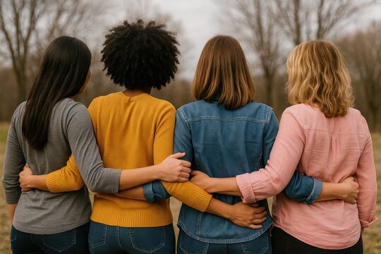 Unity friendship diverse women outdoors