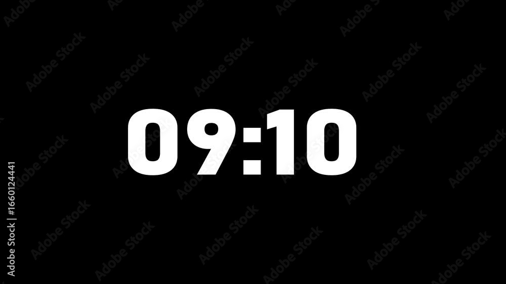Poster 10 minutes countdown timer animation .10 minutes stopwatch and timer clock icon animation .