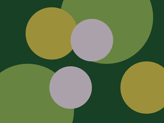 重なる丸・円の抽象ベクター背景（深緑・くすみカラー） / Overlapping Circles Abstract Vector Background (Dark Green & Muted Colors)
