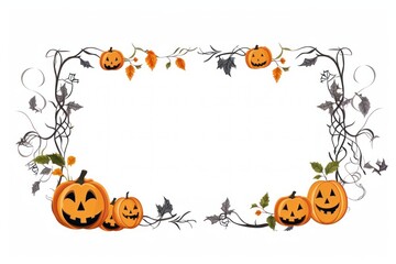 Cute halloween frame vegetable pumpkin plant.