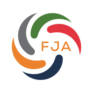 FJA Colorful Abstract Logo &ndash; Corporate, Business, Teamwork and Community Symbol. FJA Letter Logo.
