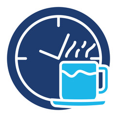 Coffee Break Icon In Blue Monochrome Flat Design, Vector Illustration