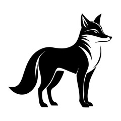 Obraz premium Stylized black fox silhouette standing alert