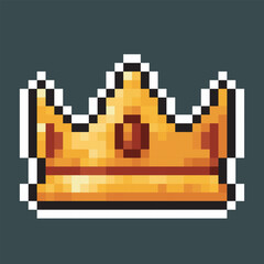 crown with red gemstone in pixel art style