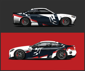 Two Race Cars with Custom Graphics on a Red and Black Background
