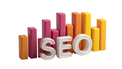 SEO concept image with colorful 3D bar graph