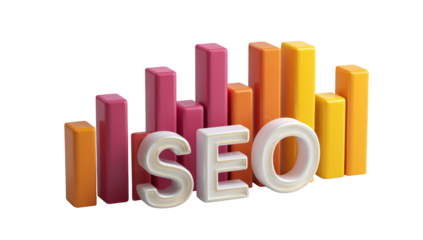 SEO concept image with colorful 3D bar graph