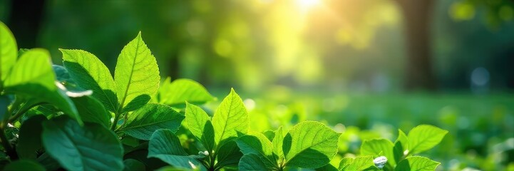 Serene Sunlight Dappling Through Lush Green Foliage Tranquil Outdoor Nature Scene