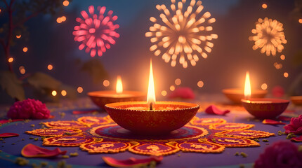 
Diwali Celebrations with Diyas and Fireworks
