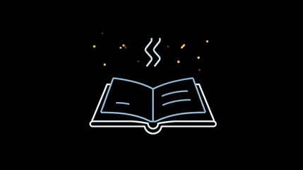 Creative Outlined Open Book Icon Embracing Scholarly Themes and Intellectual Discovery through Minimalist Flat Digital Art