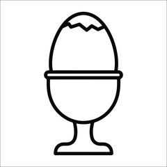Soft-Boiled Egg in Cup Outline Icon – Minimal Line Art Vector
