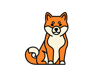 Fototapeta premium Cute Shiba Inu Dog Sitting Japanese Breed Vector Icon