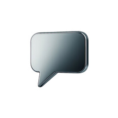 Shiny metallic speech bubble icon with rounded corners isolated on transparent background