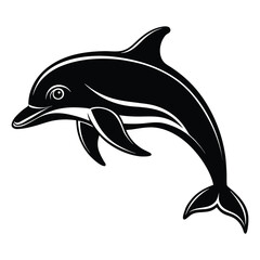 Obraz premium Black and white dolphin illustration simple vector design for marine life enthusiasts and graphic design projects suitable for various creative applications