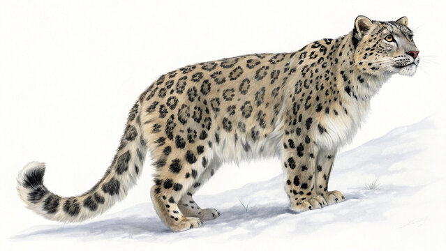 Extinct animal amur leopard on white background