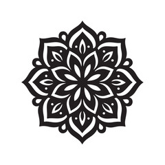 Ornamental Mandala Design Vector – Black Floral Symmetry Art