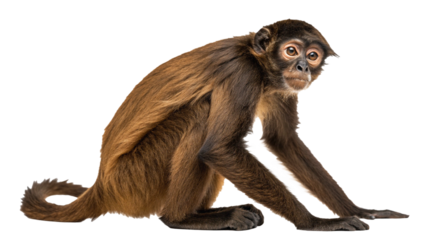 Extinct animal brown spider monkey on white or transparent background