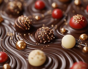 An elegant and festive arrangement of chocolates perfect for a holiday treat or gift