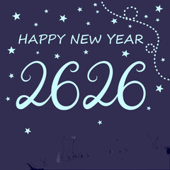 Wishing you a happy new year 2626 with stars and decorative elements