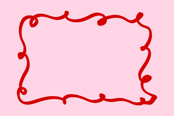 Hand Drawn Border Frames Clipart isolated on pink background, Doodle frame for wedding invitation