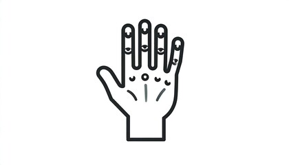 Fototapeta premium A stylized, outlined illustration of a hand with intricate details, presented against a plain background.