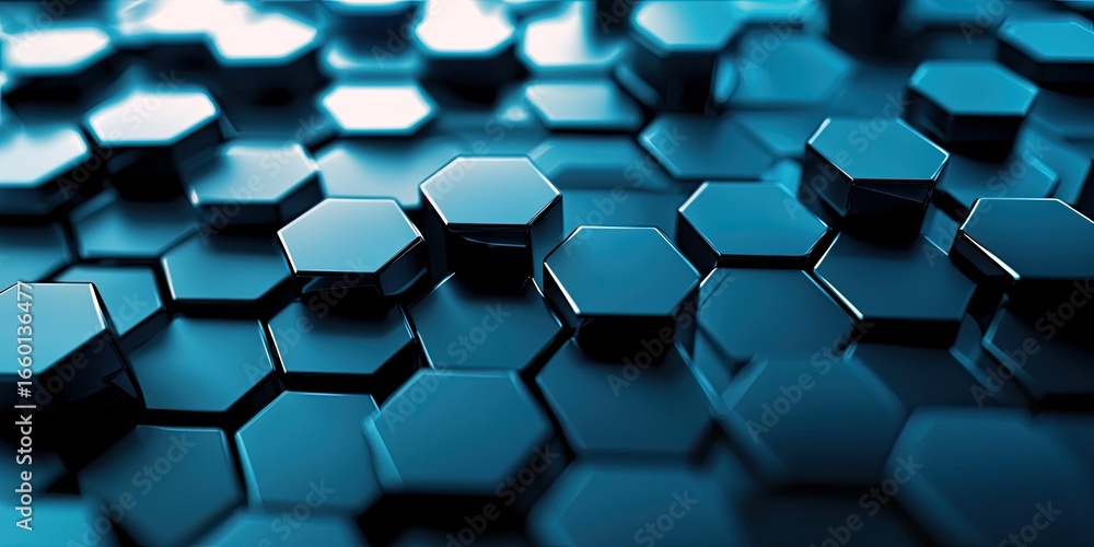 Poster a geometric abstract background featuring hexagons and triangles, emphasizing precise alignment and 