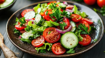 Fresh Organic Vegetable Salad with Herbs