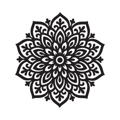 Ornamental Mandala Design Vector – Black Floral Symmetry Art