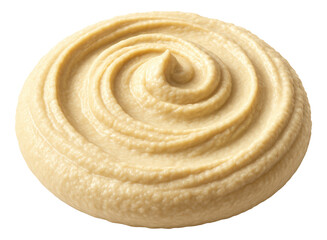 Dense, creamy hummus with a swirl pattern.