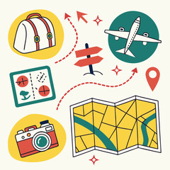 A comprehensive collection of 15 travel map icons featuring airline routes and destination dots perfect for digital and print applications